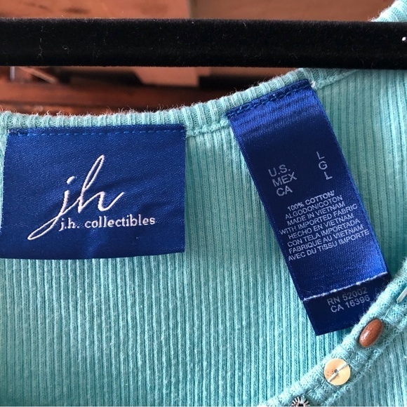 J.H. Collectibles 2pc. teal rib knit cardigan sweater set in size L - Picture 8 of 8